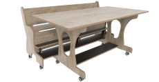 Hoogzit tafel L150 x B80 cm grey craft oak met 1 bank Tangara Groothandel voor de Kinderopvang Kinderdagverblijfinrichting2